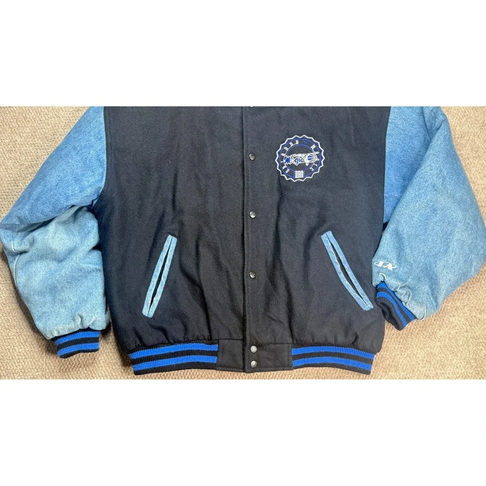 Logo Athletic Vtg Rare NBA‎ Orlando Magic Denim & Wool Varsity Jacket Size XL
